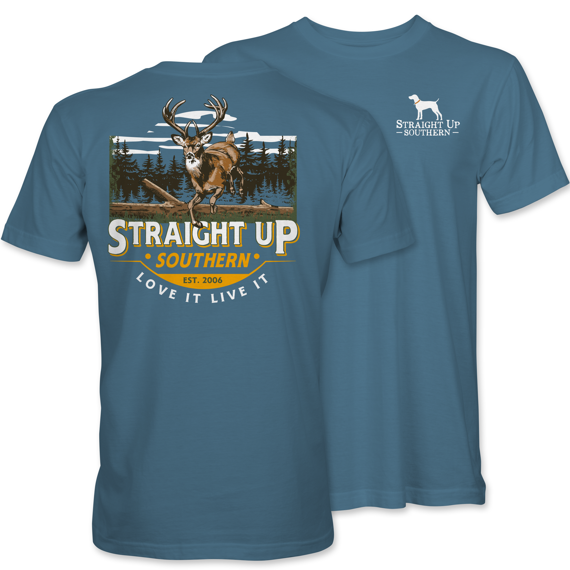 Straight Up Southern Timber Deer T-Shirt – Indigo